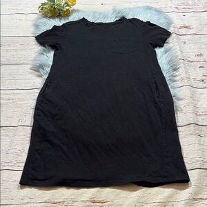 Pact Organic Cotton Black Pocket Shirt Dress sz S